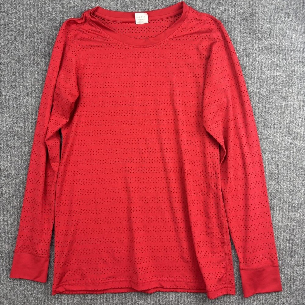 Zyia Shirt Womens Small Red‎ Long Sleeve Perforated Running Lightweight Top